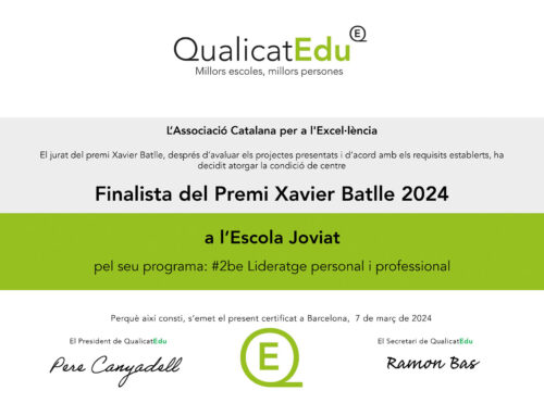 El programa #2be és finalista dels premis Xavier Batlle a les bones pràctiques educatives